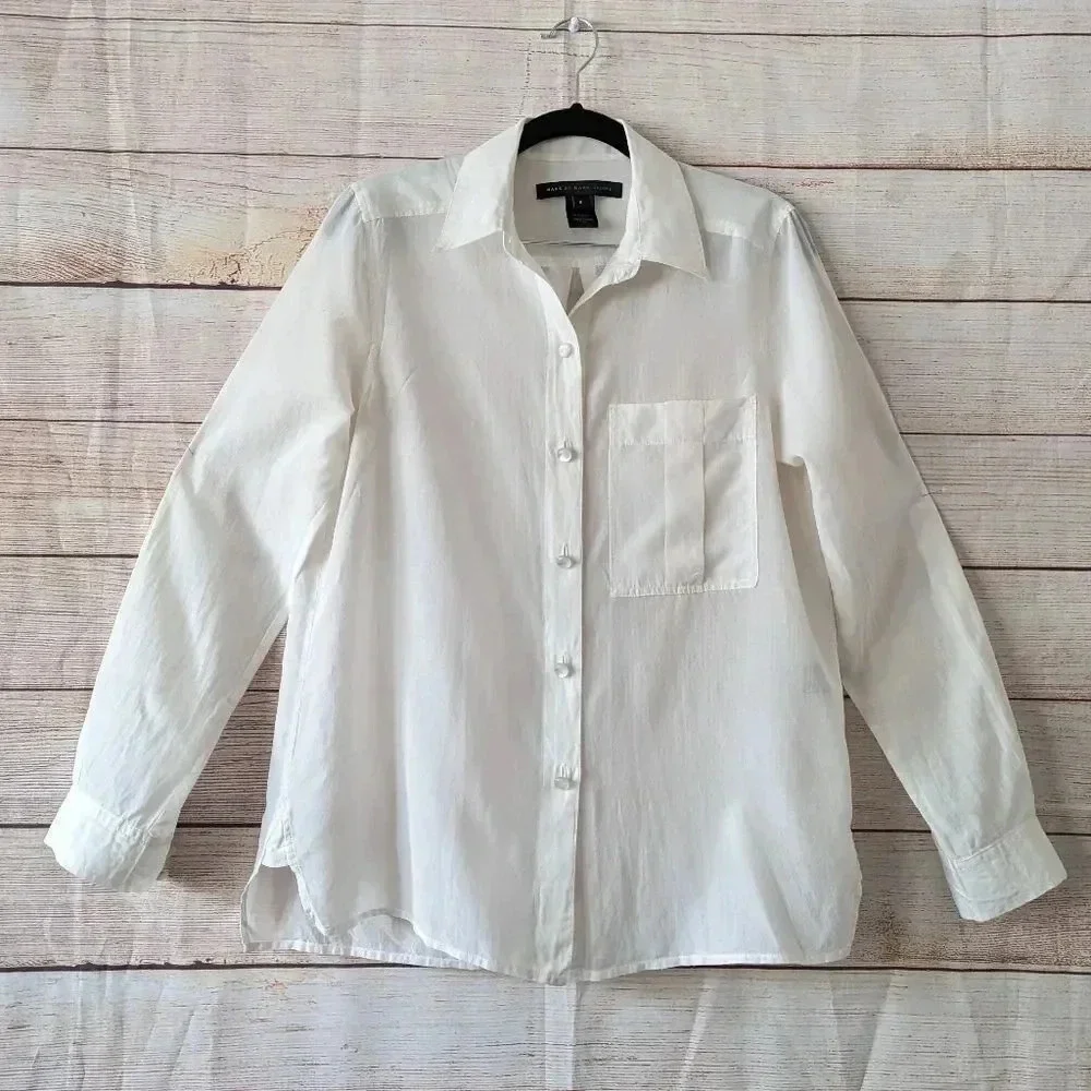 Marc by Marc Jacobs Parchment Shirt Pearl Button Cream Color Roll Tab Sleeve - Picture 14 of 14